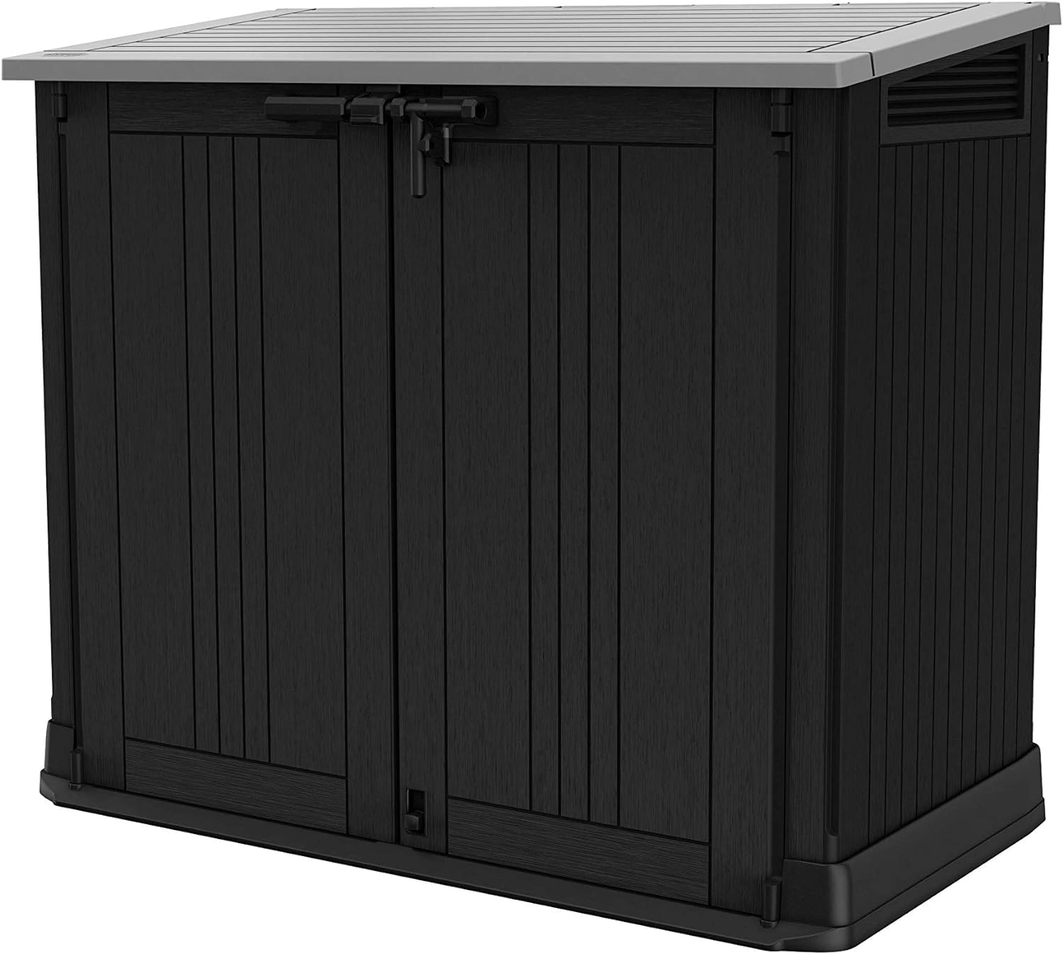 Keter Store it Out Nova Outdoor Garden Storage Shed, 32 x 71.5 x 113.5 cm, Dark Grey with Light Grey Lid